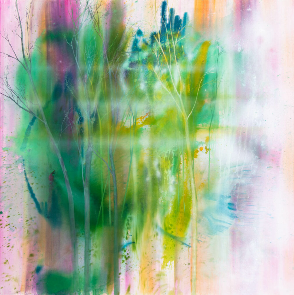 abstract landscape 15, 200 x 200 cm, 2017, oil, acrylic, ink and pastel on canvas