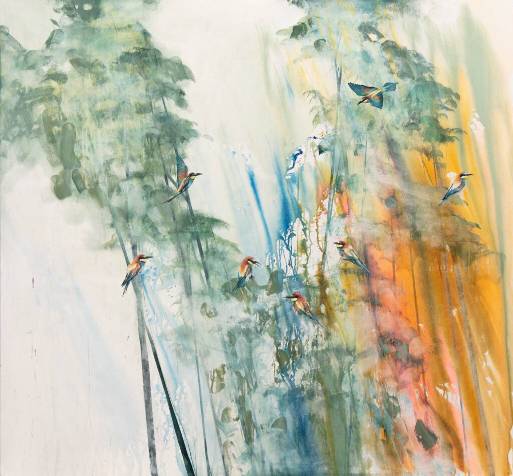 bee-eater, 150 x 160 cm, oil and ink on canvas